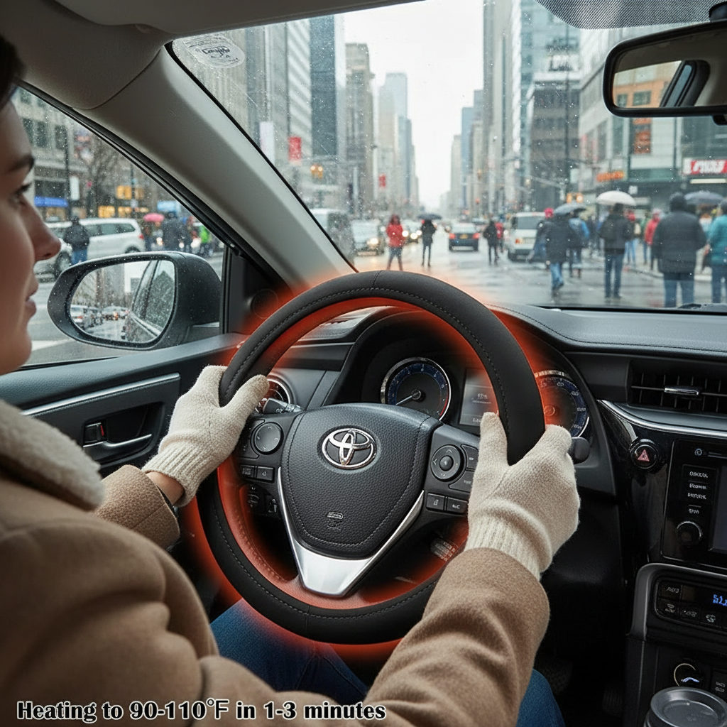 12V Heated Steering Wheel Cover Warm In Winter Universal Fit Steering Wheel Protector Outer For Cars Trucks Vans Car Accessories