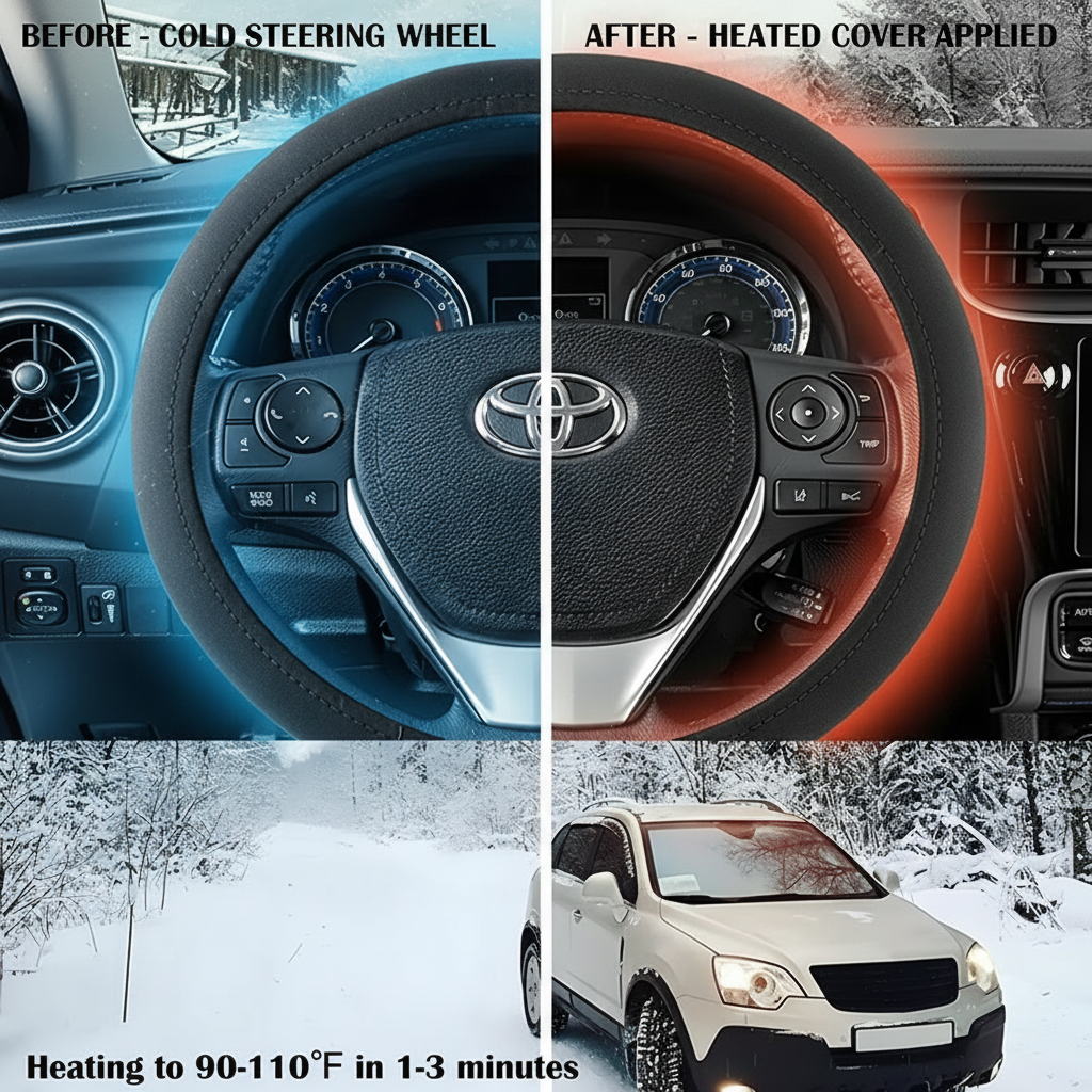 12V Heated Steering Wheel Cover Warm In Winter Universal Fit Steering Wheel Protector Outer For Cars Trucks Vans Car Accessories