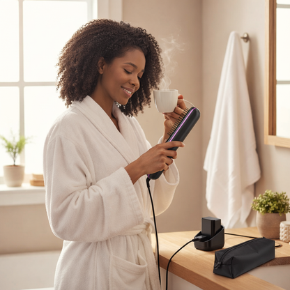 NEW Electric Ceramic Heating Straight Hair Comb Wireless Portable Negative Ion Styling Tool Rechargeable USB Straightening Brush