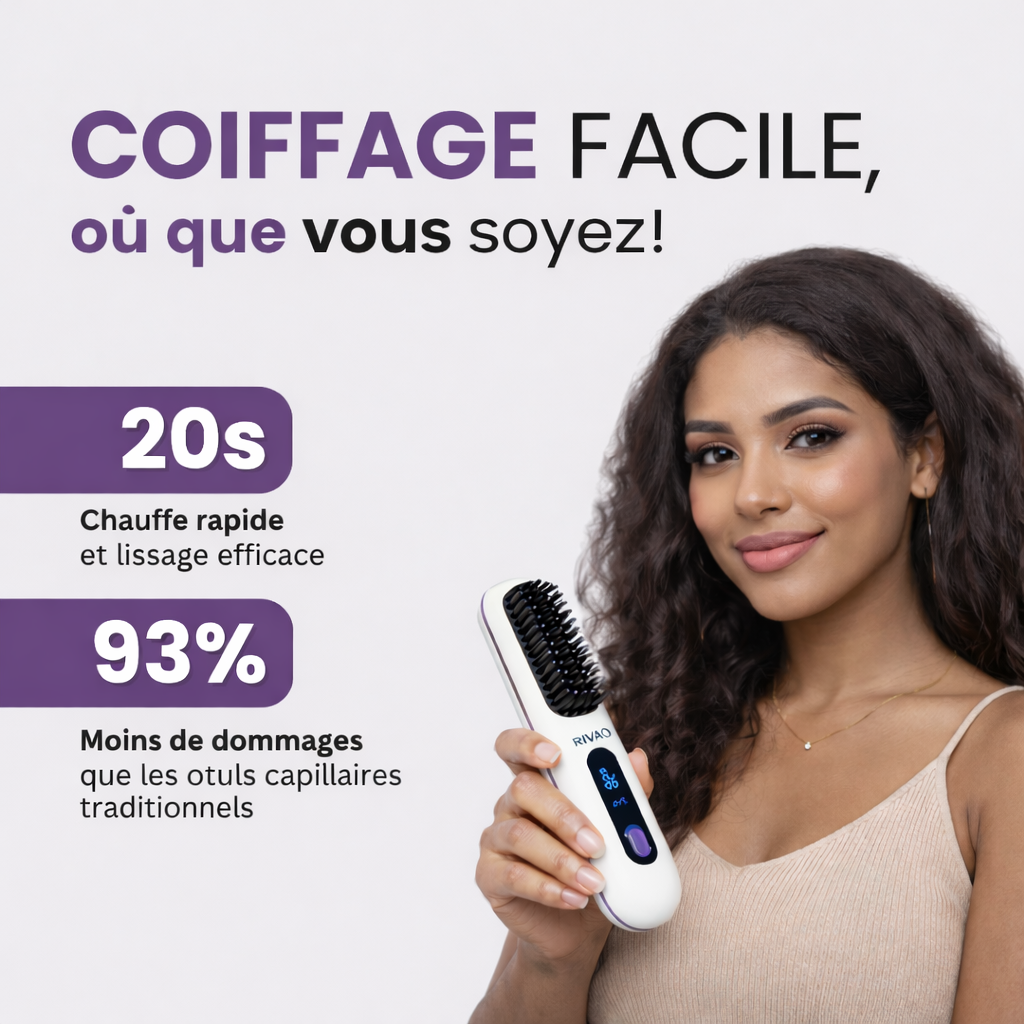 NEW Electric Ceramic Heating Straight Hair Comb Wireless Portable Negative Ion Styling Tool Rechargeable USB Straightening Brush