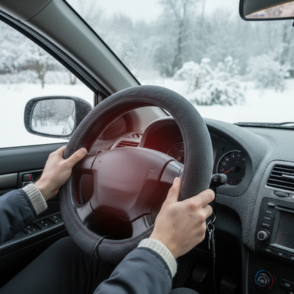 12V Heated Steering Wheel Cover Warm In Winter Universal Fit Steering Wheel Protector Outer For Cars Trucks Vans Car Accessories